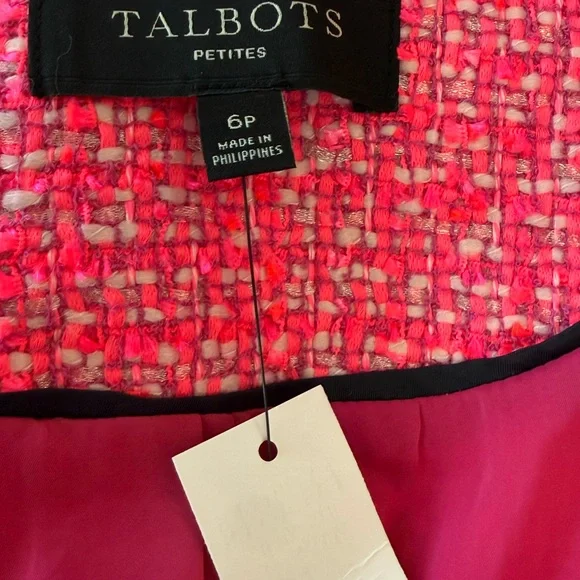 NWT Talbots Tweed Blazer with Fringe Detail Lined Button Up Peplum‎ Waist - Picture 6 of 6